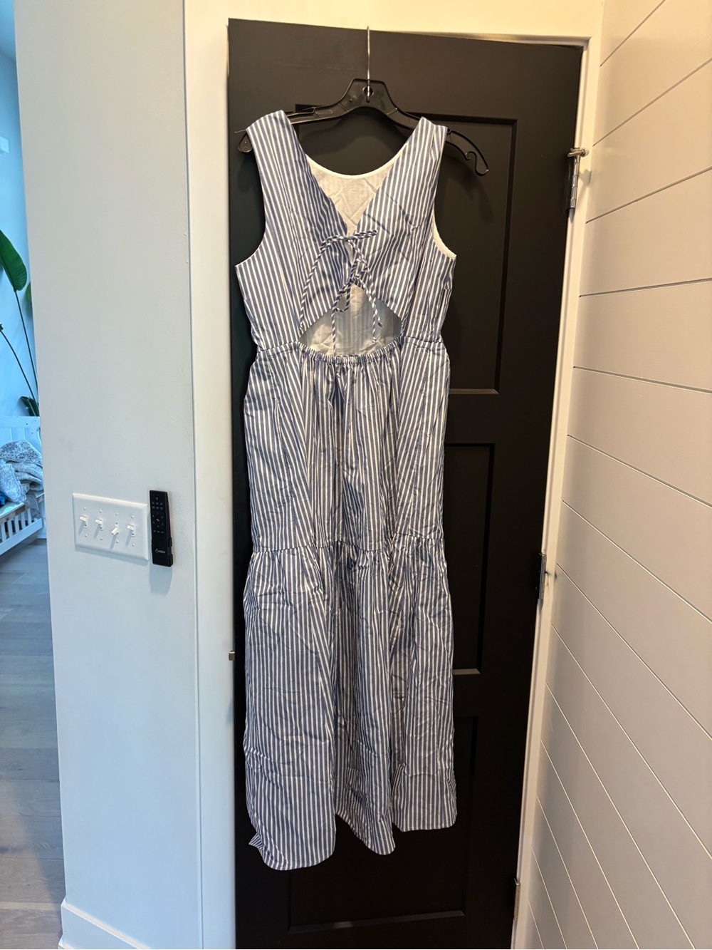 Boden Sleeveless Poplin Dress 8 Reg NWT Surf the Web Stripe Blue White Midi Maxi - Picture 9 of 13